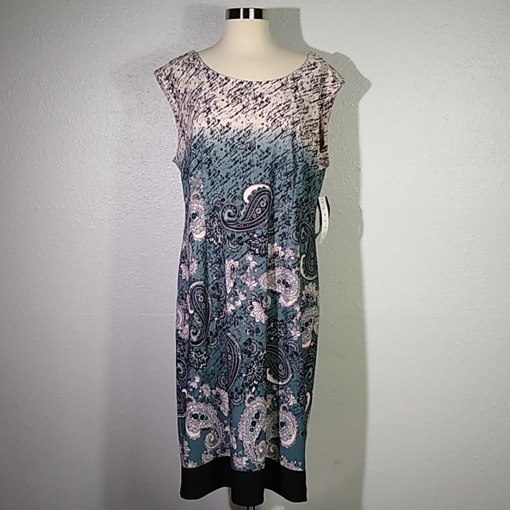 Peach Velvet Floral and Paisley‎ Print Dress 14